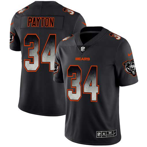 Men Chicago Bears 34 Payton Nike Teams Black Smoke Fashion Limited NFL Jerseys
